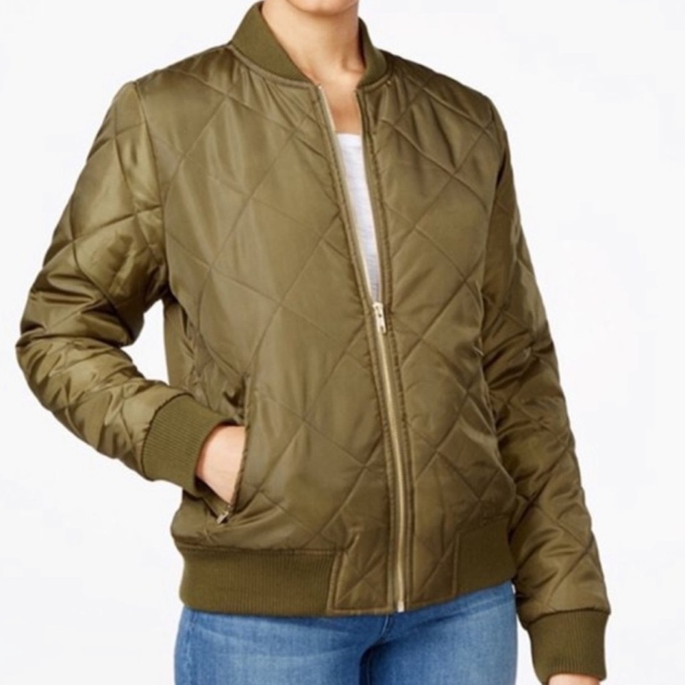 Macy’s | Say What | Olive Quilted Bomber Jacket